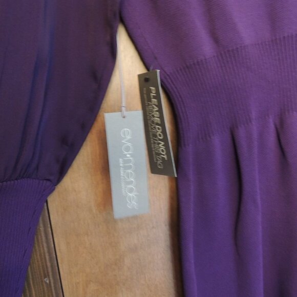 Eva Mendes NY & Co Purple Midi Dress L Long Sleeve Empire Waist NWT - Picture 8 of 10